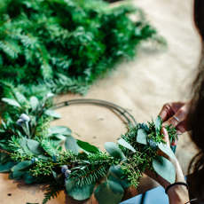 夏のリースづくり